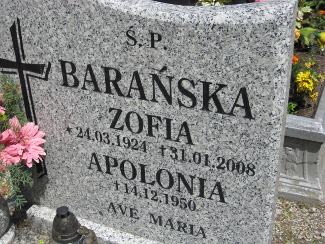 Apolonia Barańska Świebodzice - Grobonet - Wyszukiwarka osób pochowanych